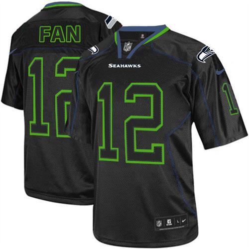  Seahawks #12 Fan Lights Out Black Men's Stitched NFL Elite Jersey