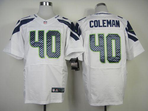  Seahawks #40 Derrick Coleman White Men's Stitched NFL Elite Jersey