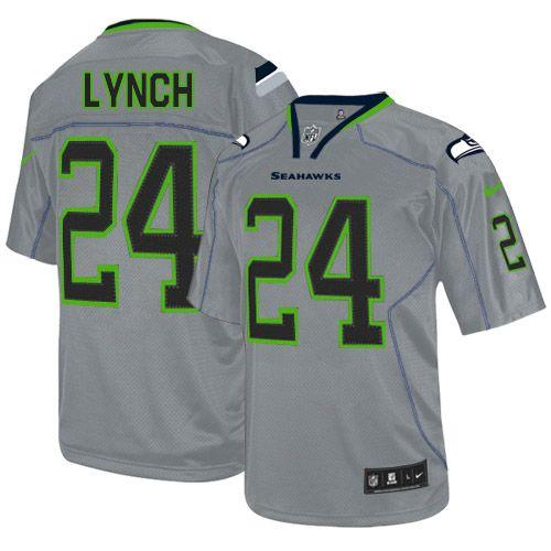  Seahawks #24 Marshawn Lynch Lights Out Grey Men's Stitched NFL Elite Jersey