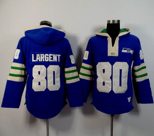 Seattle Seahawks #80 Steve Largent Light Blue Player Winning Method Pullover NFL Hoodie