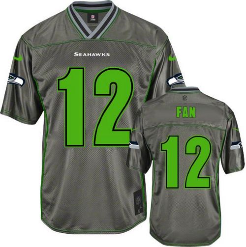  Seahawks #12 Fan Grey Men's Stitched NFL Elite Vapor Jersey