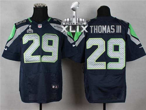  Seahawks #29 Earl Thomas III Steel Blue Team Color Super Bowl XLIX Men's Stitched NFL Elite Jersey