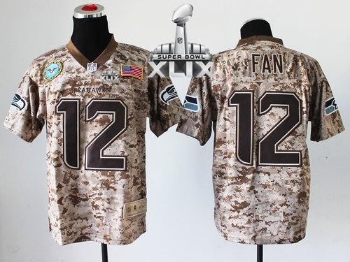  Seahawks #12 Fan Camo Super Bowl XLIX Men's Stitched NFL New Elite USMC Jersey