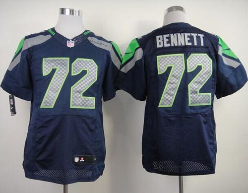  Seahawks #72 Michael Bennett Steel Blue Team Color Men's Stitched NFL Elite Jersey