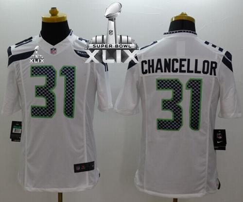  Seahawks #31 Kam Chancellor White Super Bowl XLIX Men's Stitched NFL Limited Jersey