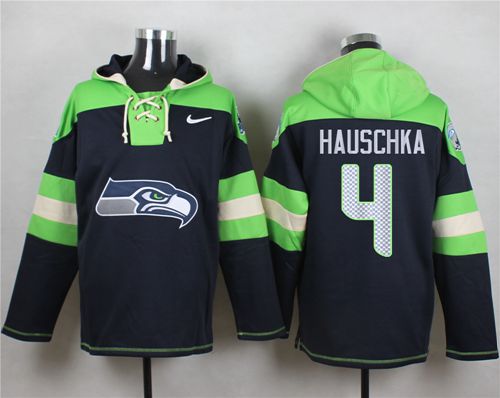  Seahawks #4 Steven Hauschka Steel Blue Player Pullover NFL Hoodie