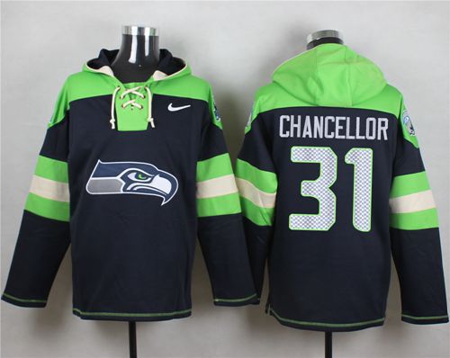  Seahawks #31 Kam Chancellor Steel Blue Player Pullover NFL Hoodie