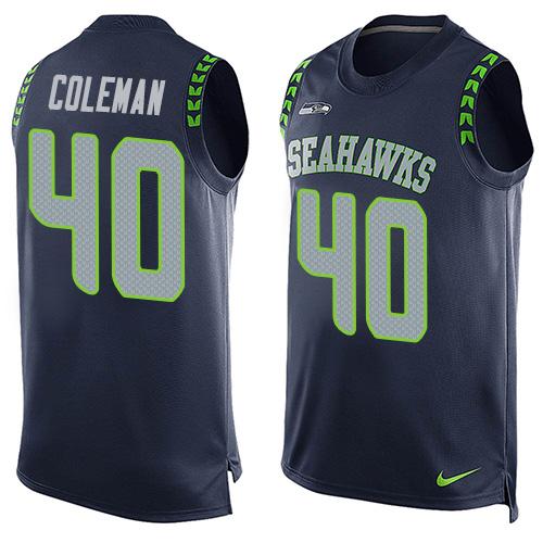  Seahawks #40 Derrick Coleman Steel Blue Team Color Men's Stitched NFL Limited Tank Top Jersey