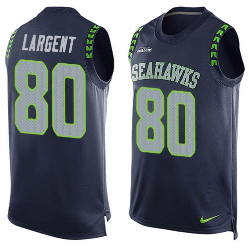  Seahawks #80 Steve Largent Steel Blue Team Color Men's Stitched NFL Limited Tank Top Jersey