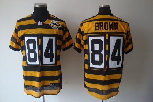  Steelers #84 Antonio Brown Yellow/Black 80TH Anniversary Throwback Men's Stitched NFL Elite Jersey