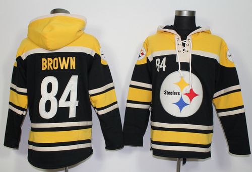  Steelers #84 Antonio Brown Black Sawyer Hooded Sweatshirt NFL Hoodie