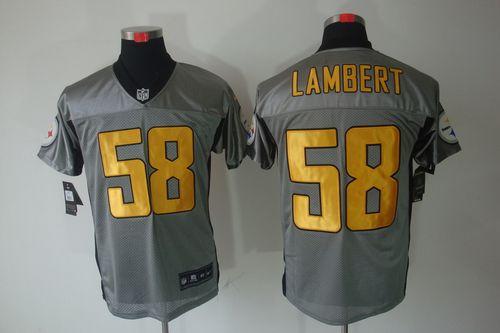  Steelers #58 Jack Lambert Grey Shadow Men's Stitched NFL Elite Jersey