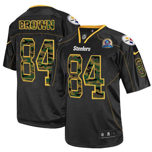  Steelers #84 Antonio Brown Black With Hall of Fame 50th Patch Men's Stitched NFL Elite Camo Fashion Jersey