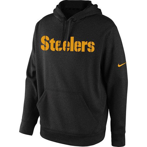 Men's Pittsburgh Steelers  Black KO Wordmark Performance Hoodie