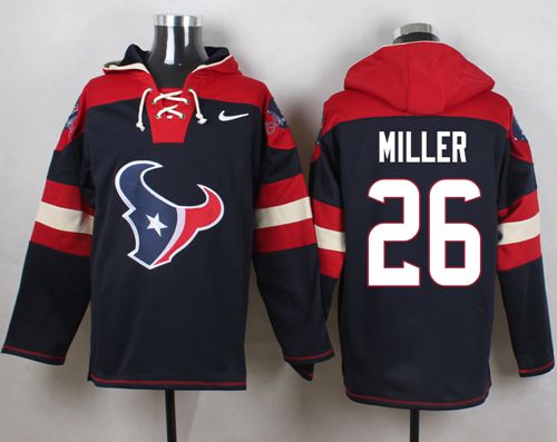  Texans #26 Lamar Miller Navy Blue Player Pullover NFL Hoodie