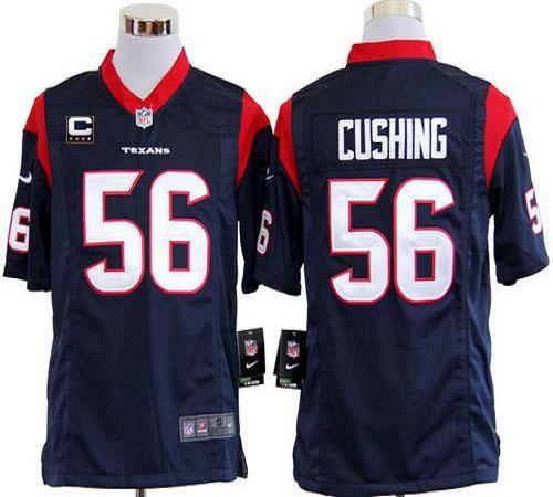  Texans #56 Brian Cushing Navy Blue Team Color With C Patch Men's Stitched NFL Game Jersey