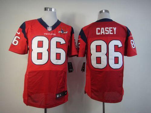  Texans #86 James Casey Red Alternate With 10th Patch Men's Stitched NFL Elite Jersey