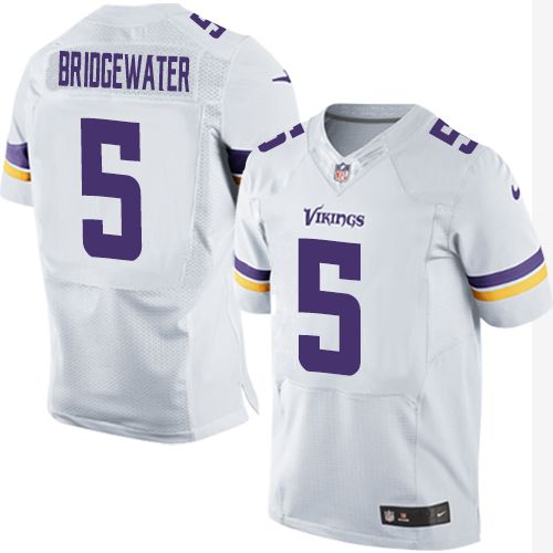  Vikings #5 Teddy Bridgewater White Men's Stitched NFL Elite Jersey