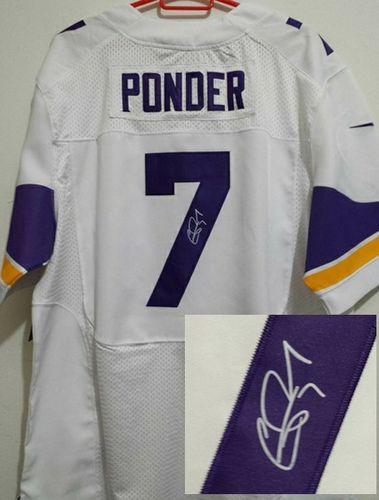  Vikings #7 Christian Ponder White Men's Stitched NFL Elite Autographed Jersey