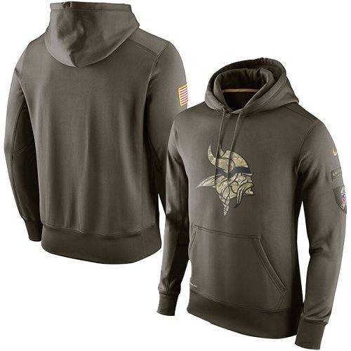 Men's Minnesota Vikings  Olive Salute To Service KO Performance Hoodie