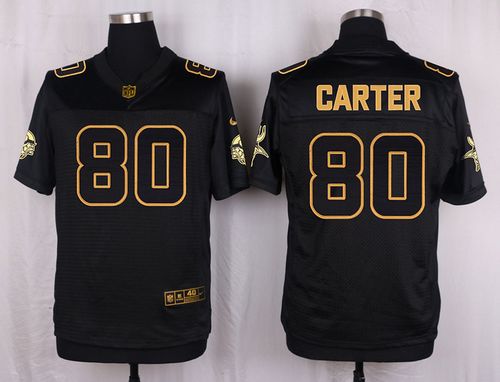  Vikings #80 Cris Carter Black Men's Stitched NFL Elite Pro Line Gold Collection Jersey