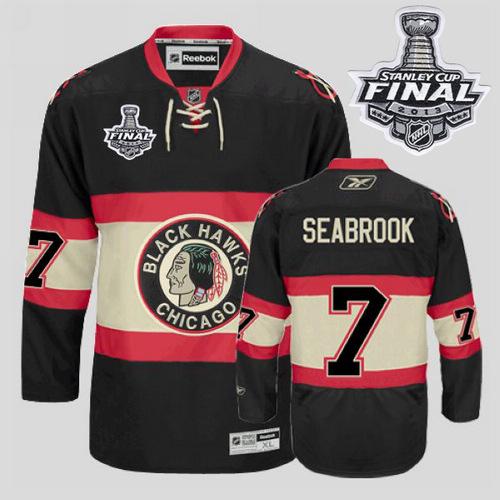 Blackhawks #7 Brent Seabrook Stitched Black New Third With Stanley Cup Finals NHL Jersey
