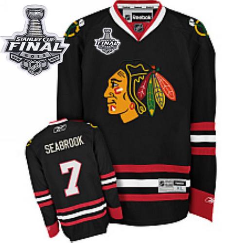 Blackhawks #7 Brent Seabrook Stitched Black With Stanley Cup Finals NHL Jersey
