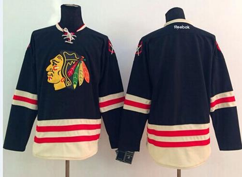 Blackhawks Blank Black 2015 Winter Classic Stitched NHL Jersey