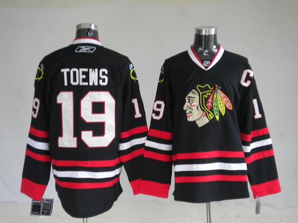 Blackhawks #19 Jonathan Toews Stitched Black NHL Jersey