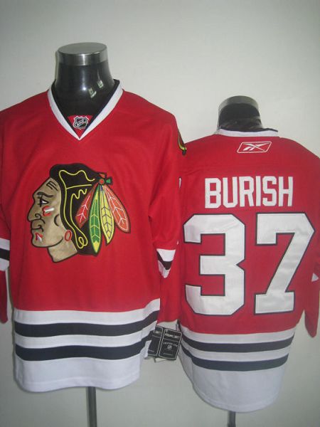 Blackhawks #37 Adam Burish Stitched Red NHL Jersey