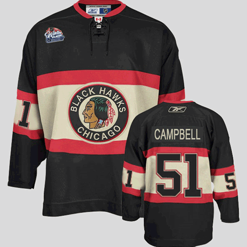 Blackhawks #51 Brian Campbell Winter Classic Stitched Black NHL Jersey