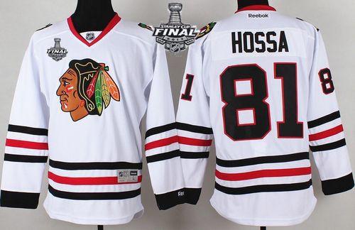 Blackhawks #81 Marian Hossa Stitched White With Stanley Cup Finals NHL Jersey