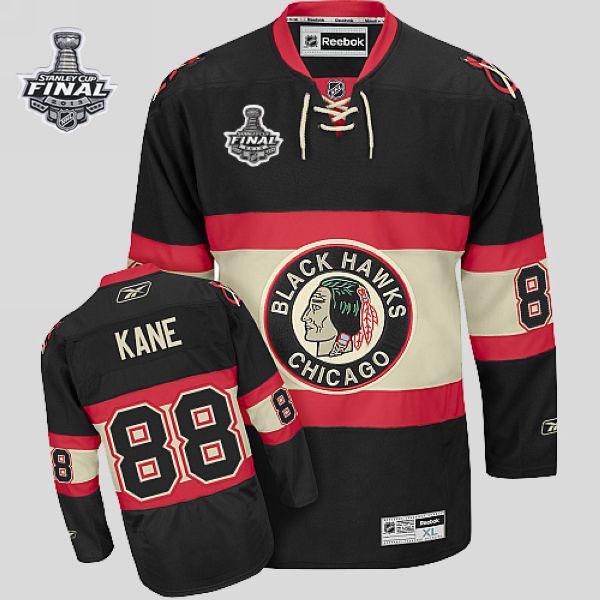 Blackhawks #88 Patrick Kane Stitched Black New Third With Stanley Cup Finals NHL Jersey
