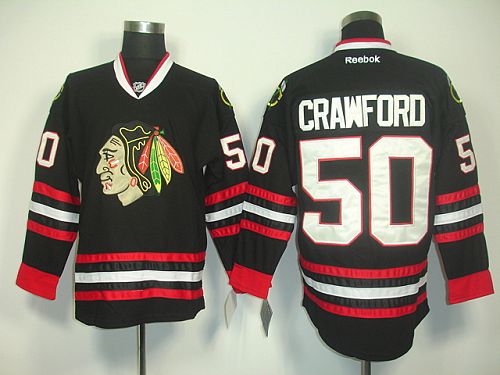 Blackhawks #50 Corey Crawford Black Stitched NHL Jersey