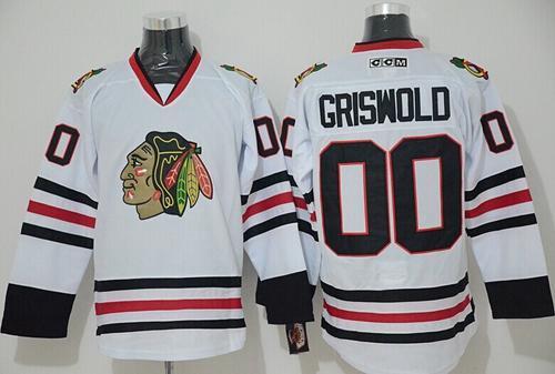 Blackhawks #00 Clark Griswold White CCM Throwback Stitched NHL Jersey