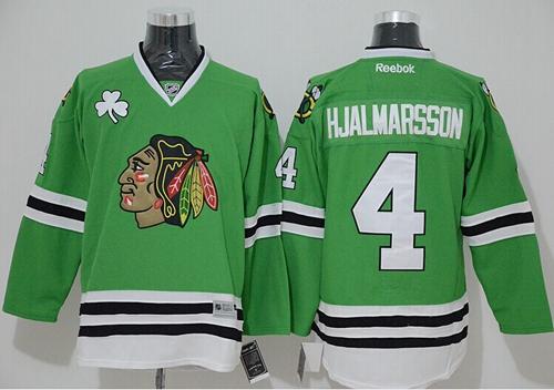 Blackhawks #4 Nikals Hjalmarsson Green Stitched NHL Jersey