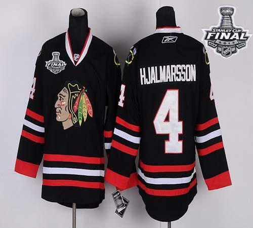 Blackhawks #4 Nikals Hjalmarsson Black With Stanley Cup Finals Stitched NHL Jersey