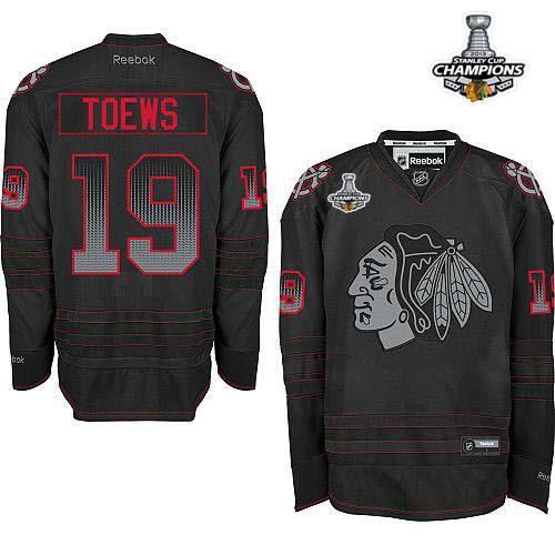 Blackhawks #19 Jonathan Toews Black Accelerator Stitched Stanley Cup Champions NHL Jersey