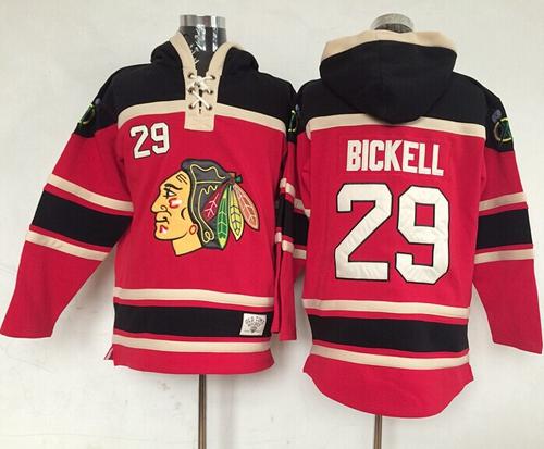 Blackhawks #29 Bryan Bickell Red Sawyer Hooded Sweatshirt Stitched NHL Jersey