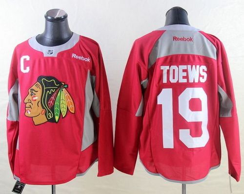 Blackhawks #19 Jonathan Toews Red Practice Stitched NHL Jersey