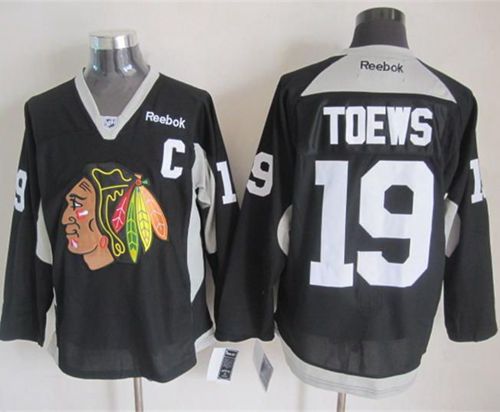 Blackhawks #19 Jonathan Toews Black Practice Stitched NHL Jersey