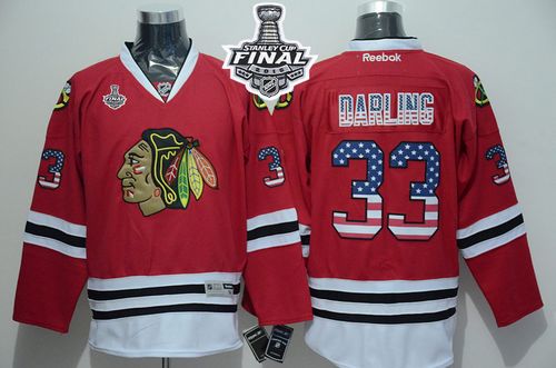 Blackhawks #33 Scott Darling Red USA Flag Fashion 2015 Stanley Cup Stitched NHL Jersey