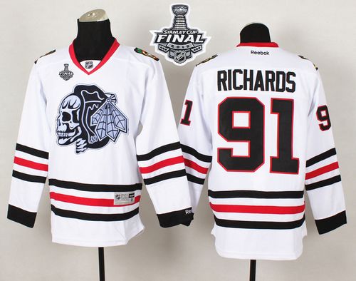 Blackhawks #91 Brad Richards White(White Skull) 2015 Stanley Cup Stitched NHL Jersey