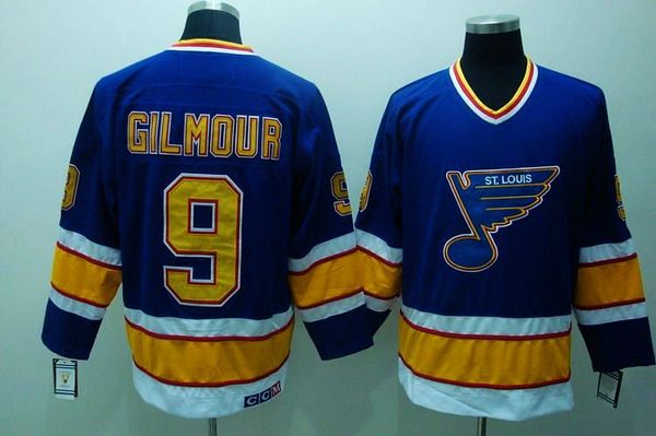 Blues #9 Doug Gilmour Stitched Blue CCM Throwback NHL Jersey