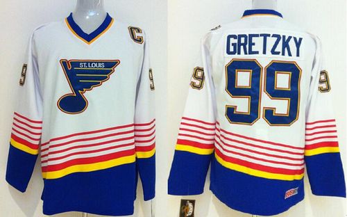 Blues #99 Wayne Gretzky White CCM Throwback Stitched NHL Jersey