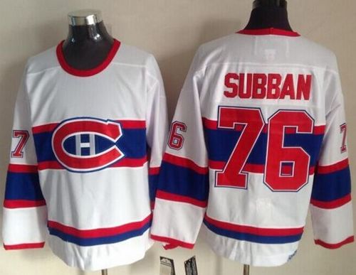Canadiens #76 P.K Subban White CCM Throwback Stitched NHL Jersey