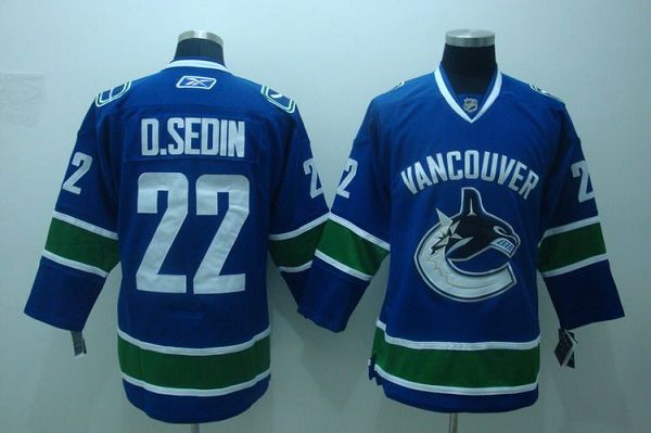 Canucks #22 Daniel Sedin Stitched Blue NHL Jersey