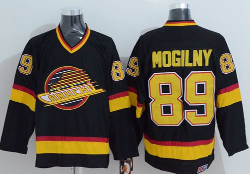 Canucks #89 Alexander Mogilny Stitched Black CCM Throwback NHL Jersey