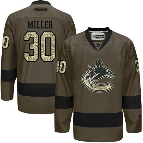 Canucks #30 Ryan Miller Green Salute to Service Stitched NHL Jersey