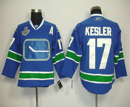Canucks 2011 Stanley Cup Finals #17 Ryan Kesler Blue Third Stitched NHL Jersey